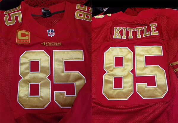 Men's San Francisco 49ers Customized Gold Number Red Stitched NFL Jersey